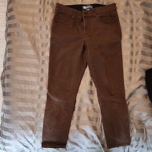 Democracy Blue and Brown Jeans Label Close-Up